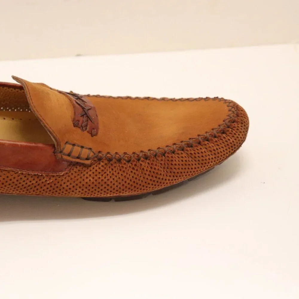 Moreschi Men's Brown Round Toe Slip On Driving Loafers Side 10 Made in Italy